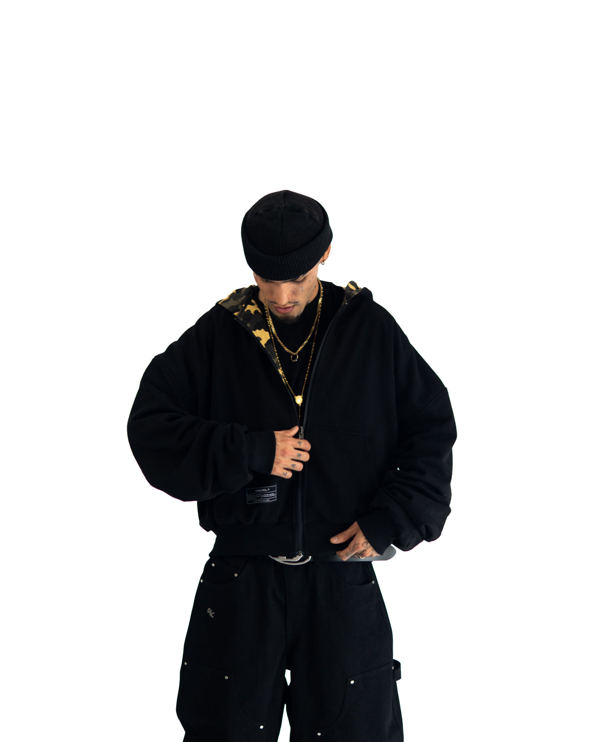YELLOW CAMO ZIP-HOODIE REVERSIBLE