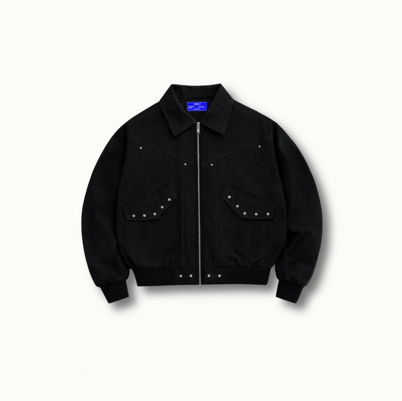 RIVET BLACK DENIM JACKET