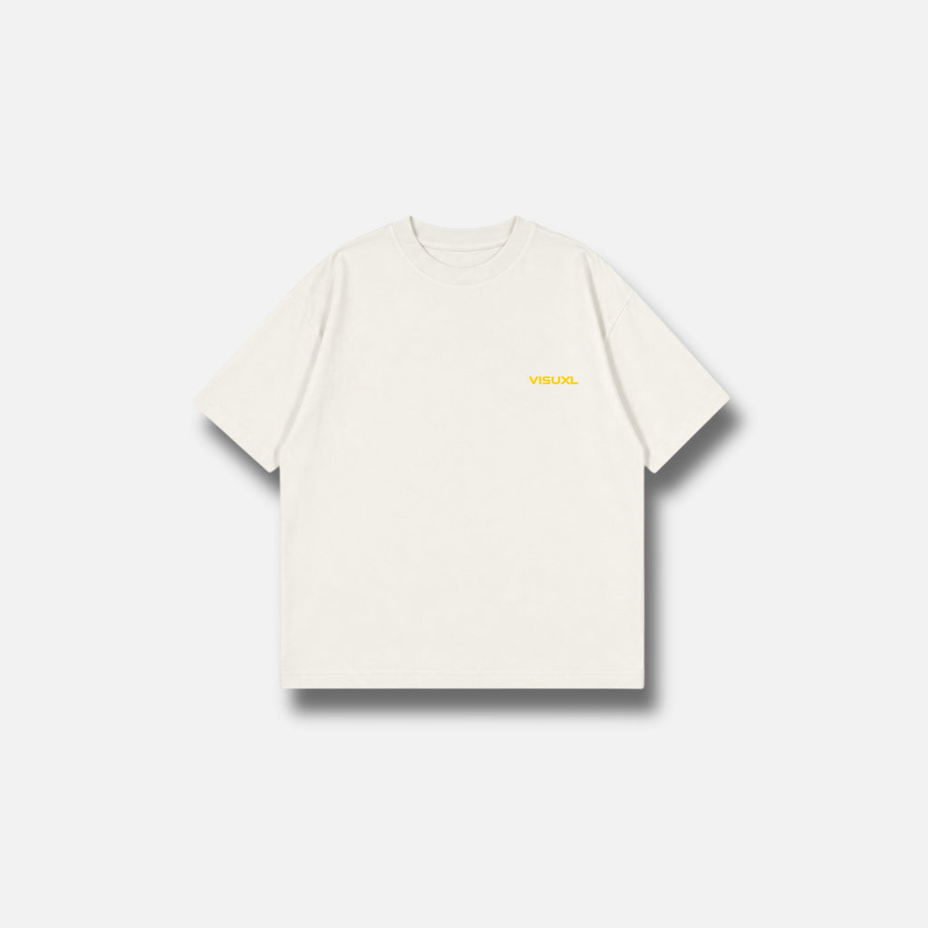 YELLOW VISUXL LOGO BOXY TEE WHITE