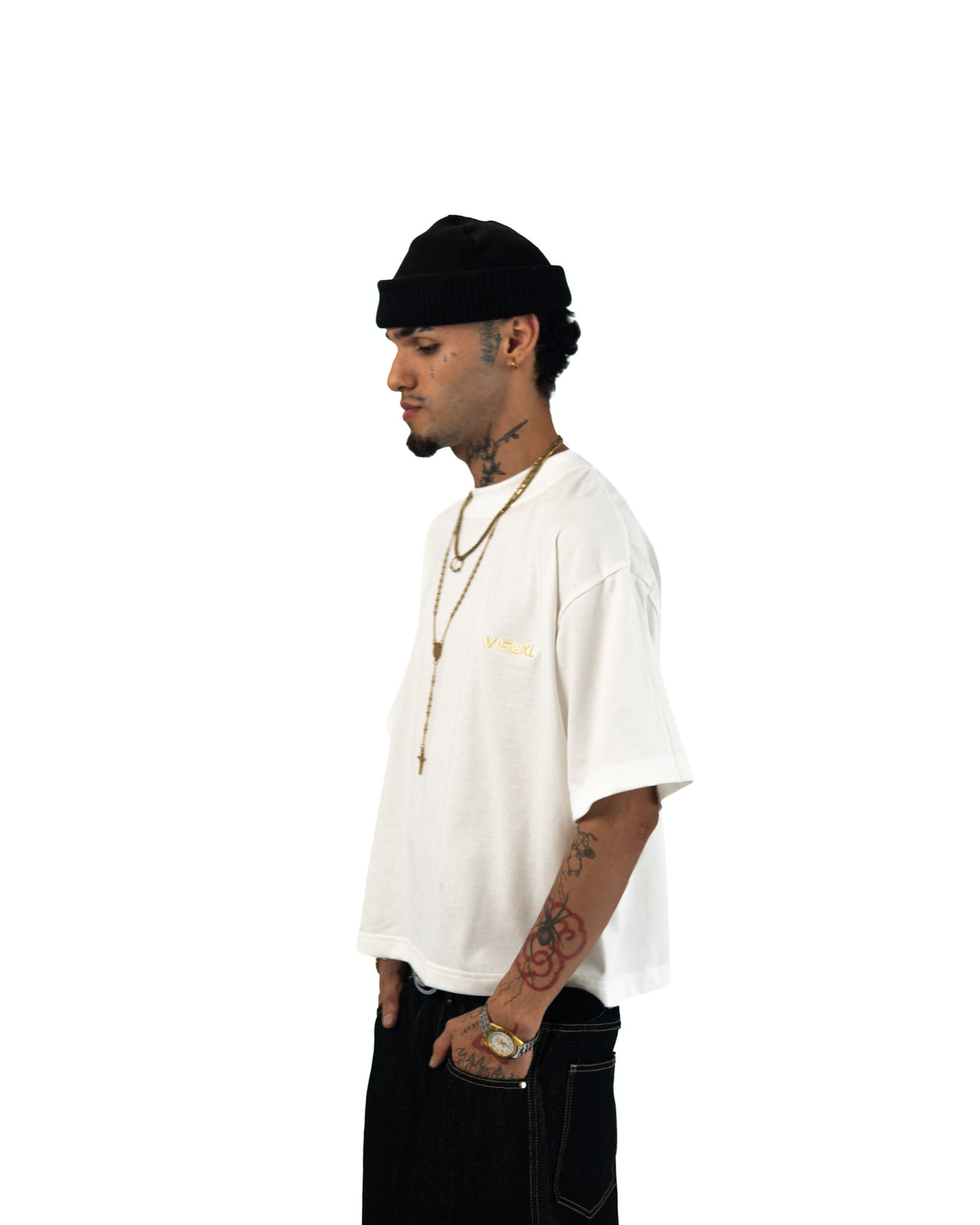 YELLOW VISUXL LOGO BOXY TEE WHITE