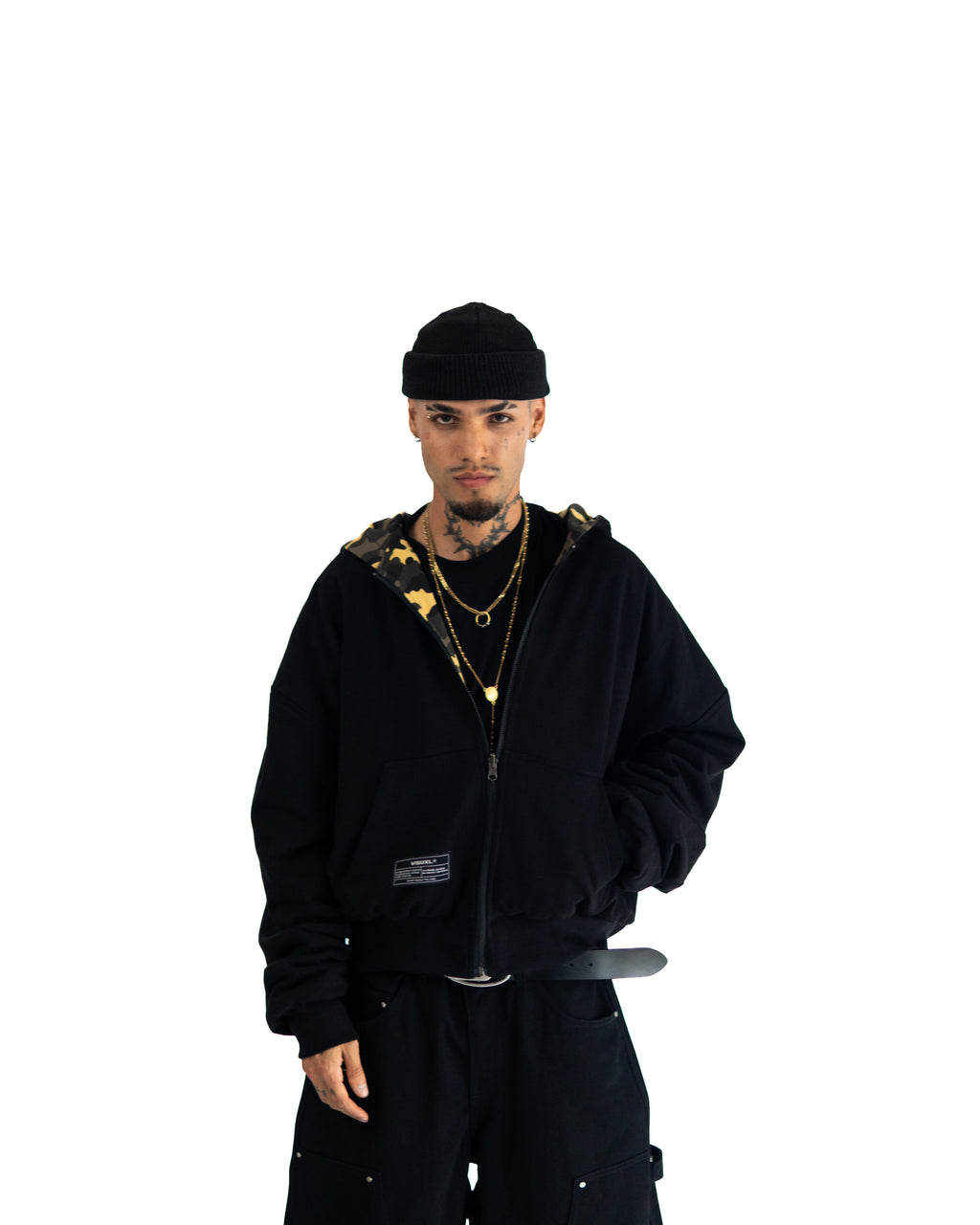YELLOW CAMO ZIP-HOODIE REVERSIBLE