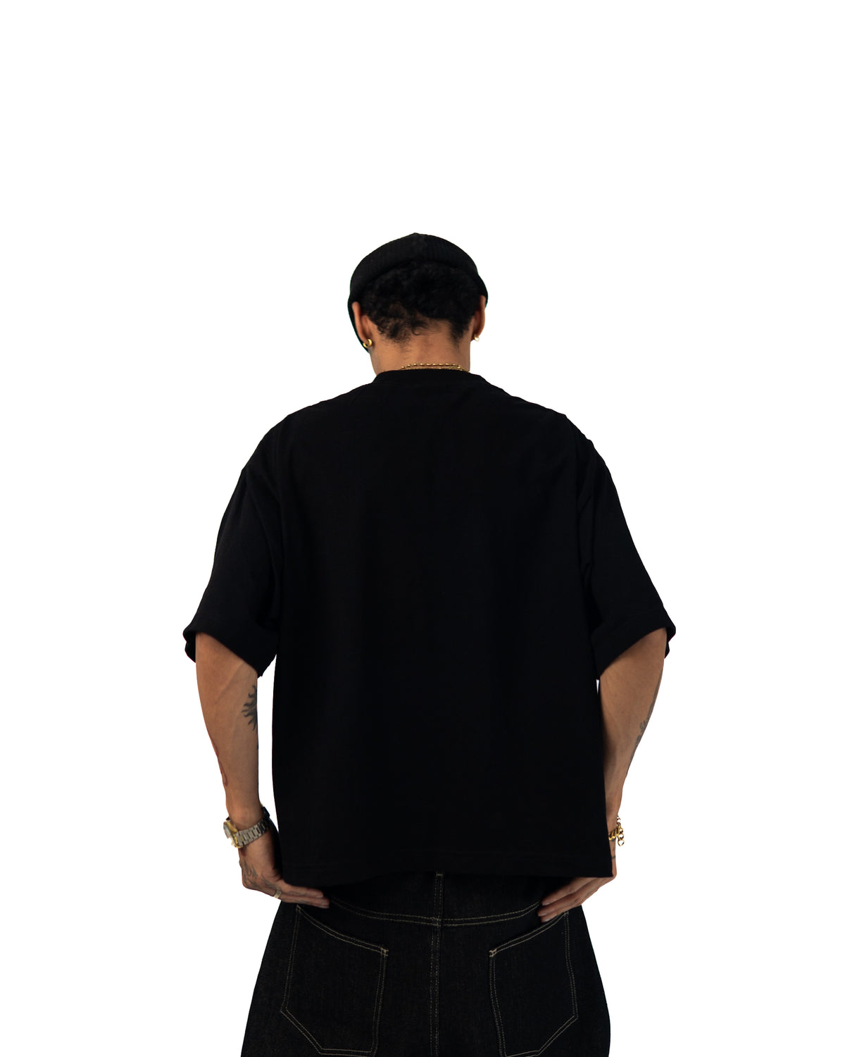 YELLOW VISUXL LOGO BOXY TEE BLACK