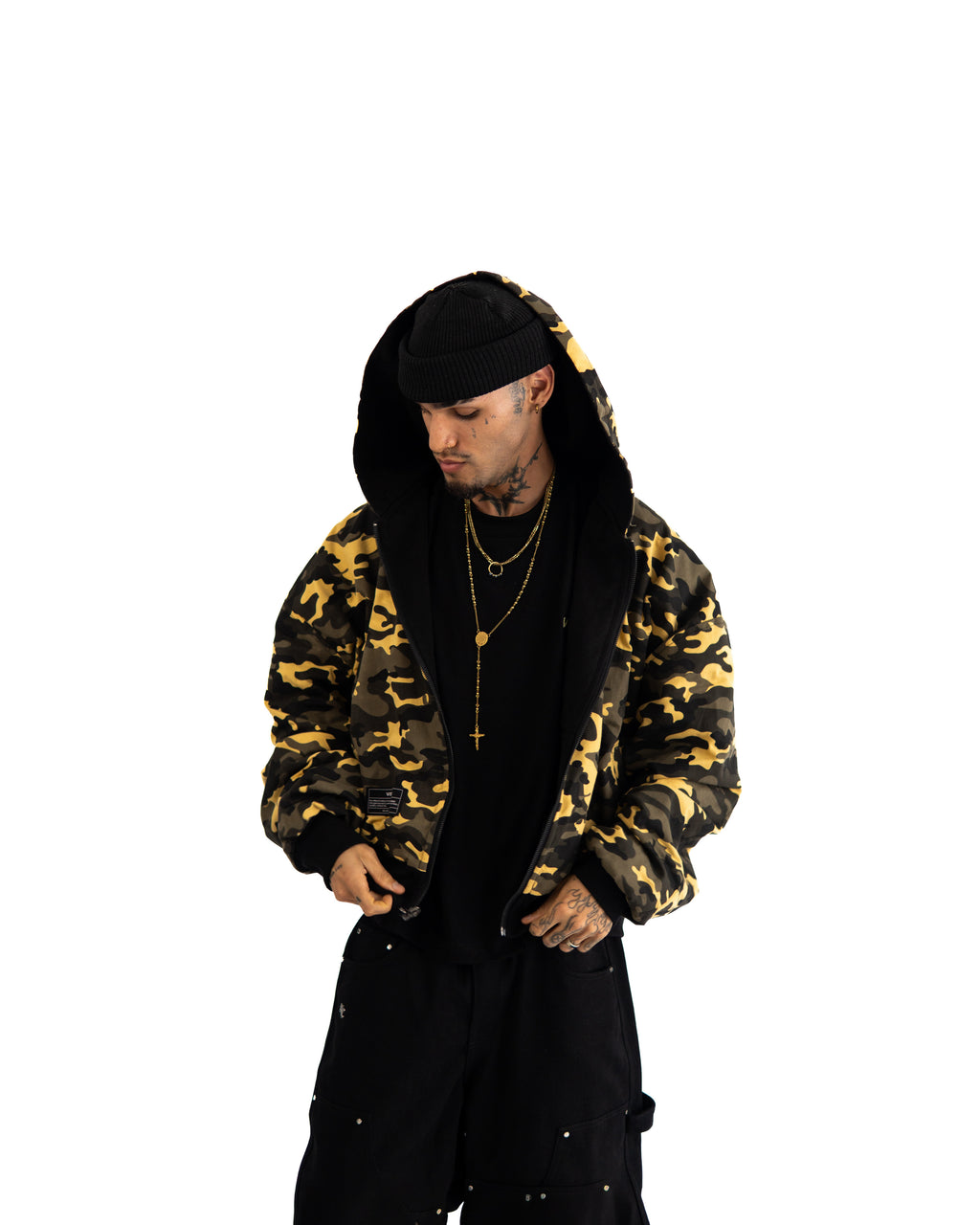 YELLOW CAMO ZIP-HOODIE REVERSIBLE