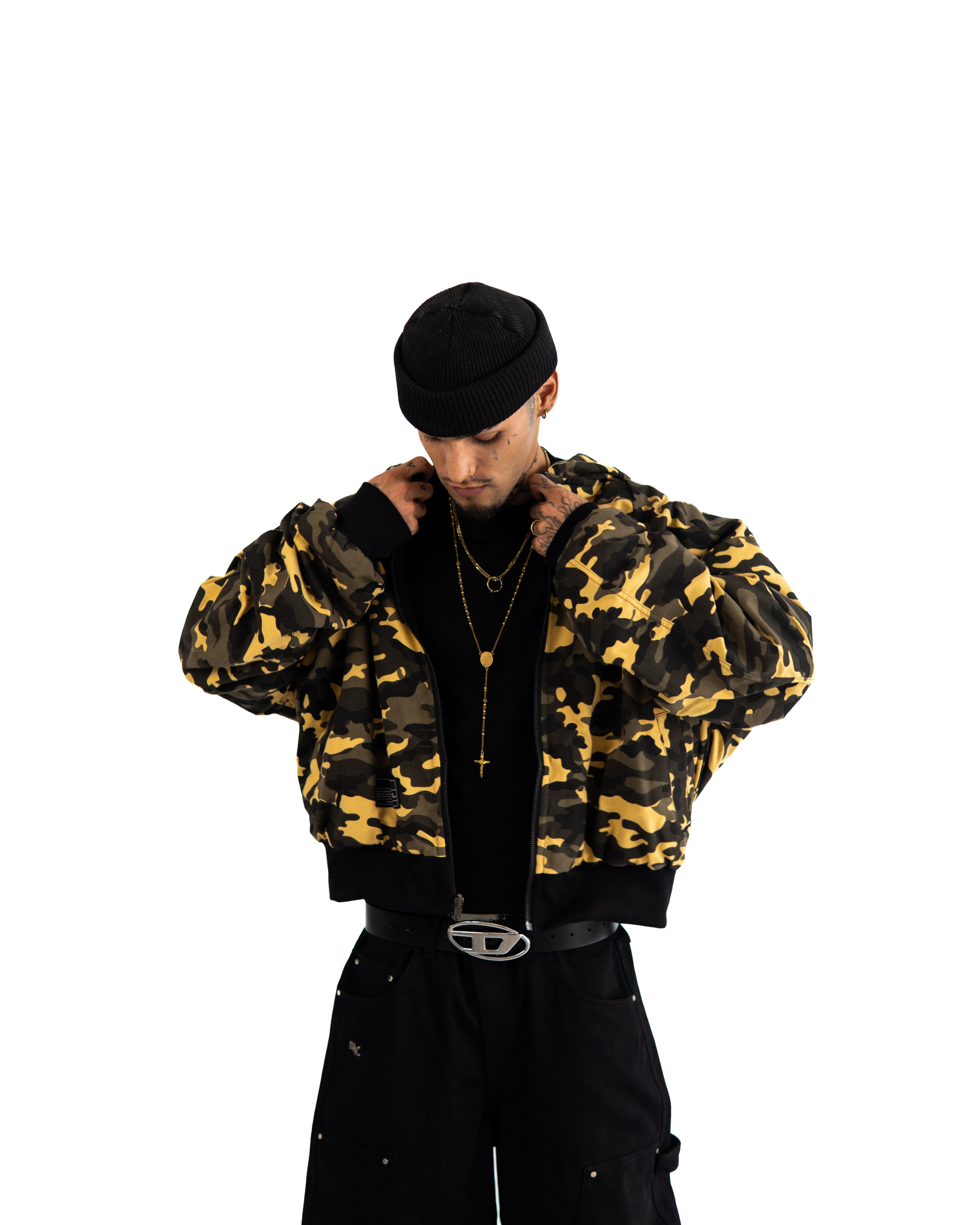 YELLOW CAMO ZIP-HOODIE REVERSIBLE