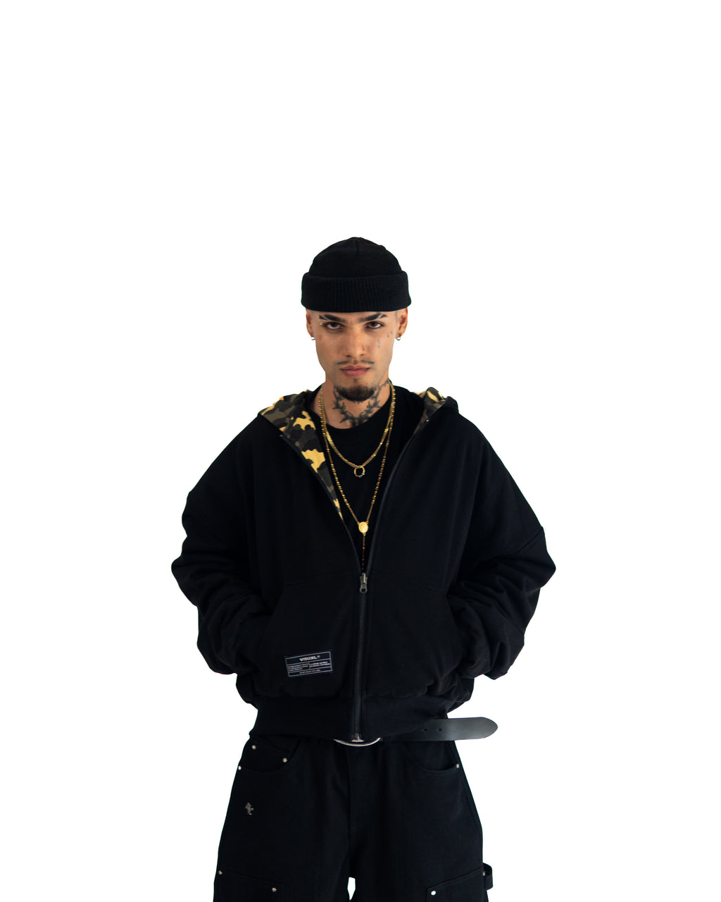 YELLOW CAMO ZIP-HOODIE REVERSIBLE