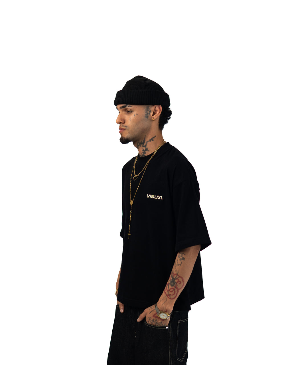 YELLOW VISUXL LOGO BOXY TEE BLACK